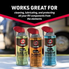 3-IN-ONE RV Care Trio Pack Includes Slide Out Lube 11 oz, Window & Track Lube