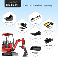 HUAYEE Mini Excavator 1.4Ton Digger 13.5HP Gas Engine EPA Hydraulic Thumb Clip