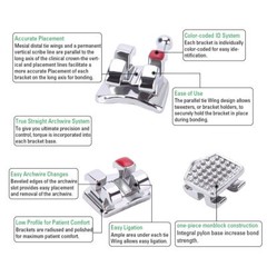 Dental Orthodontic Brackets Mini Roth/MBT 022 018 Hook 345/3 Monoblock/Mesh Base