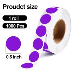 1000 Pcs Purple Round Stickers 1/2 Inch Color Circle Dot 0.5 inch,