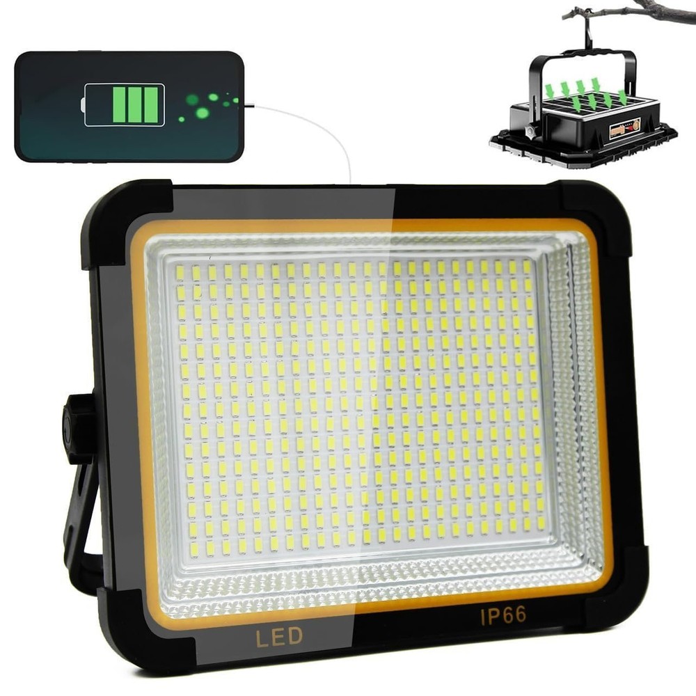 Portable Outdoor Rechargeable Solar Panel LED Work Light Waterproof Floodlight
