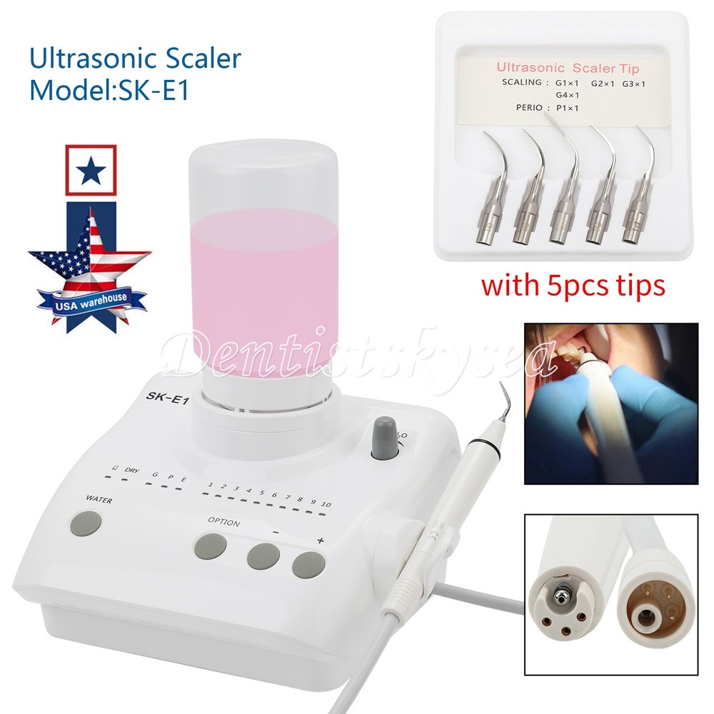 SKYSEA Dental Portable Ultrasonic Piezo Scaler 2*Bottles Tips Fit EMS Handpiece