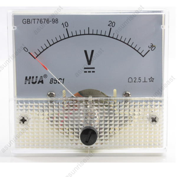 1 × DC 30V Analog Panel Volt Voltage Meter Voltmeter Gauge 85C1 White 0-30V DC
