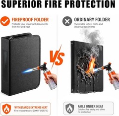 A4 3-Hole D-Ring Binder Folder, Fireproof Moisture Resistant Document Organizer