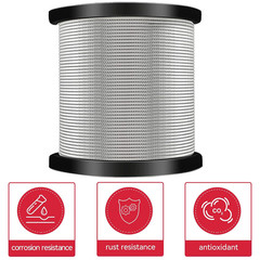 1/4″ Stainless Steel Cable 7X19, 1200FT, 6400lbs – Durable Outdoor Use