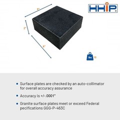 6 X 6 X 2″ GRANITE SURFACE PLATE GRADE B 0 LEDGE (4401-1596)