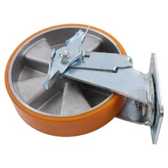 4 Pcs Industrial Casters 8″ Caster Wheel With Brake 6000lbs Orange Aluminum Core