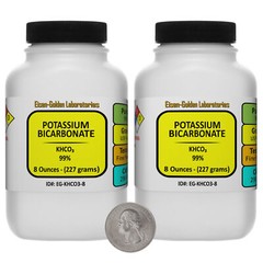 Potassium Bicarbonate [KHCO3] 99% USP Food Grade Powder 1 Lb in Two Bottles USA