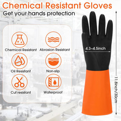 8 Pairs Chemical Resistant Gloves Heavy Duty Industrial Rubber Gloves