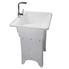 Freestanding Plastic Utility Sink Laundry sink Size:25.9*21.65*31.5in(White)