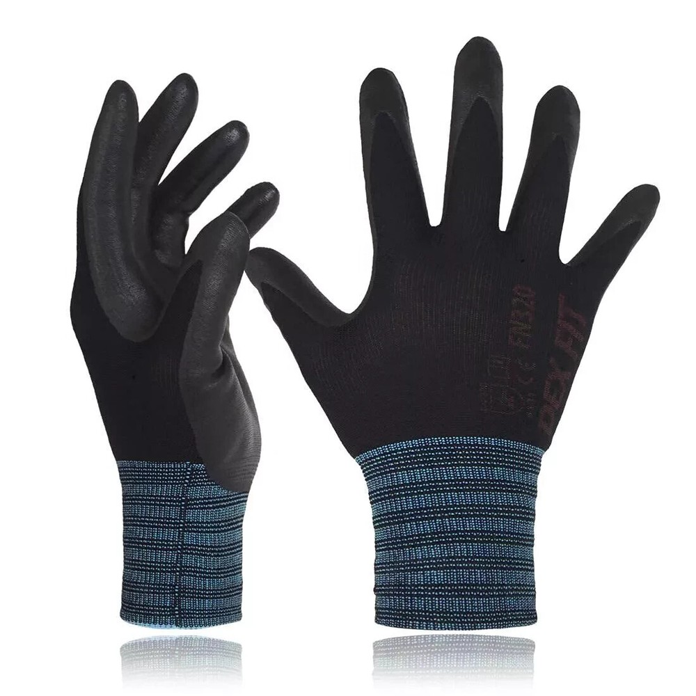 Premium Nylon Work Gloves FN320 – Firm Nitrile Grip, 3D-Comfort Stretchy Fit Med