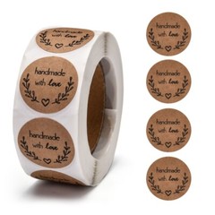 Handmade with Love Sticker Labels 500 each per roll Great for Orders Crafts