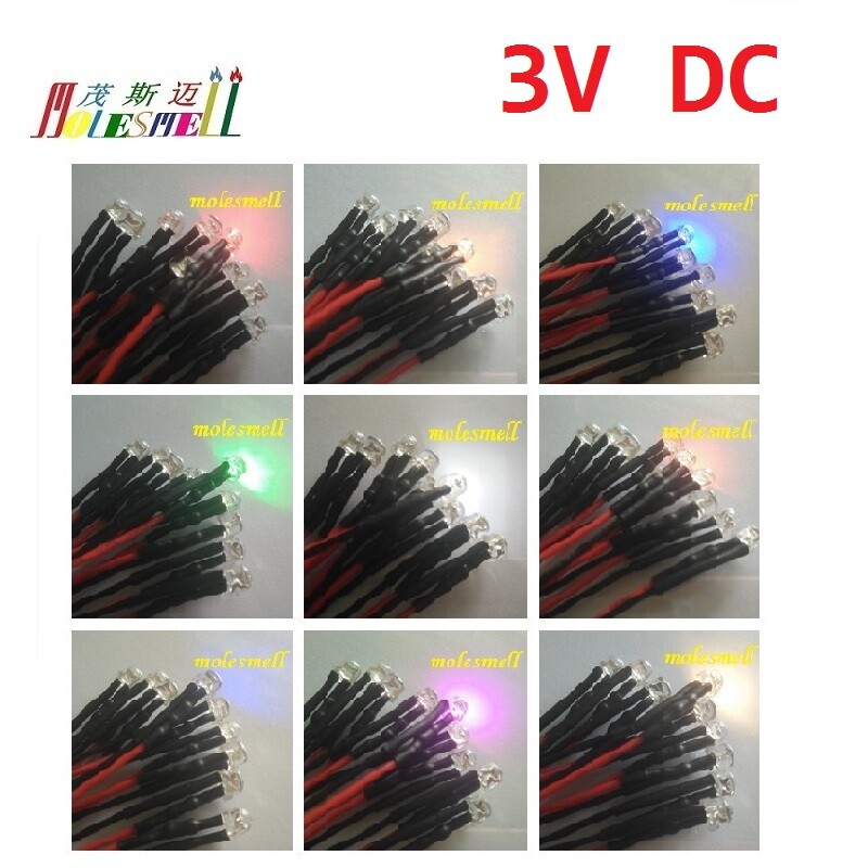 Straw hat 3V Pre-Wired Red Yellow Blue Green White Orange UV Pink Warm white Led