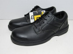 CAT Caterpillar Oversee Oxford Steel Toe Work Shoes Black Leather Mens 7.5 Wide
