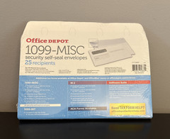 Office Depot Double-Window Self-Seal Envelopes For 1099-MISC 25PK