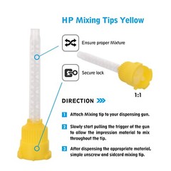 OneMed Dental Mixing Tips Impression HP Tips Yellow 5.0mm(1:1) 50Pcs/Bag