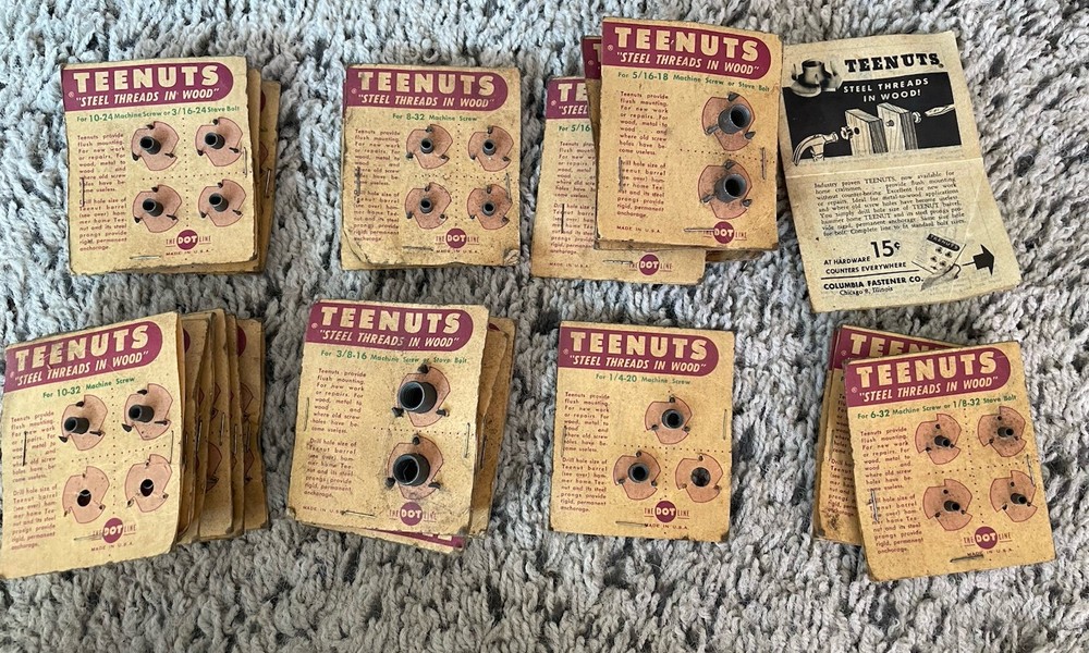Teenuts – Steel Threads In Wood, Various Sizes, See Description And Pictures
