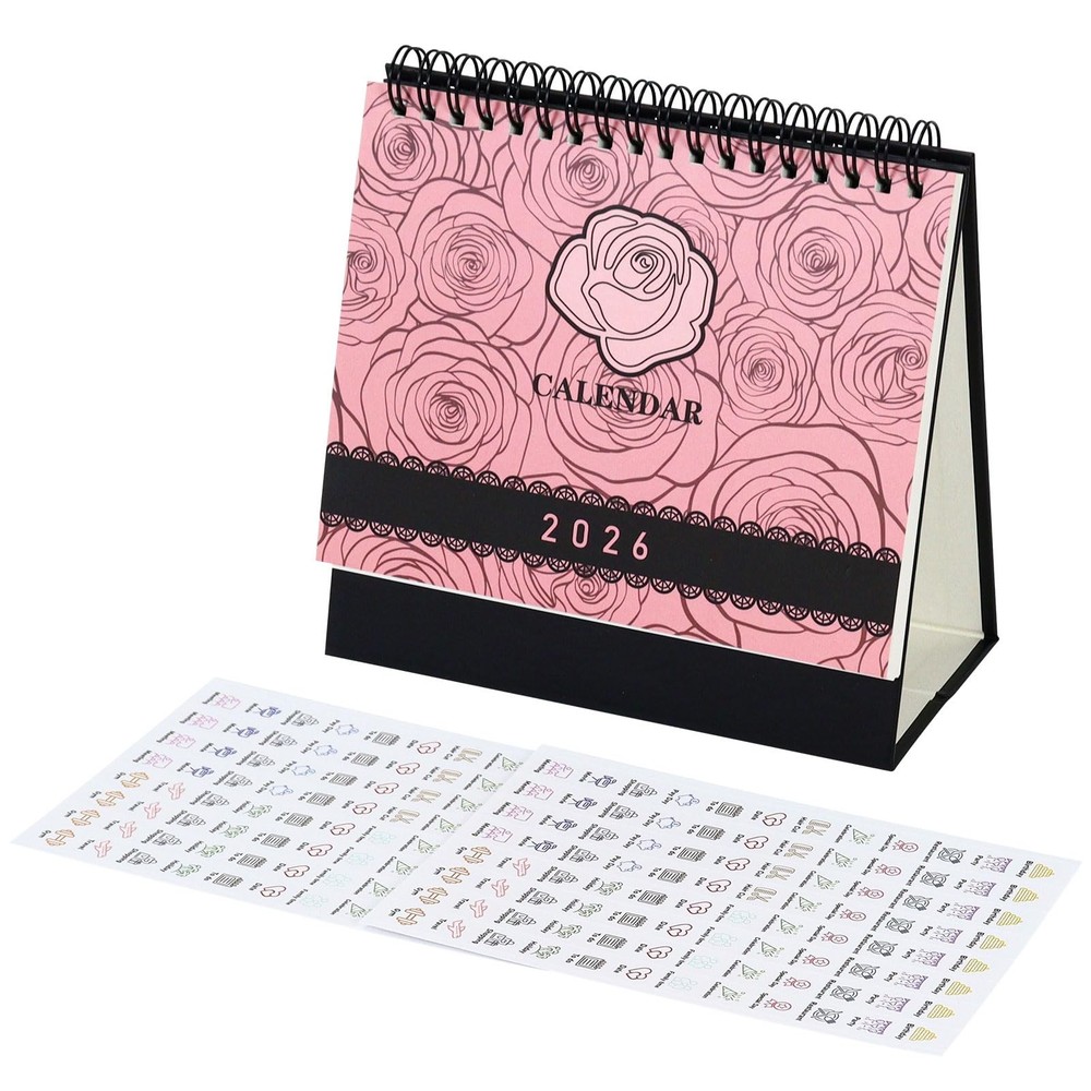 Koqye Desk Calendar 2025-2026 July to December 2026, Small 6.5*6.5inch, Pink