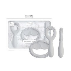 Oral Development Tools (3 Pack in Pewter) – 3 Months+ – Non-Slip Loop, Smile …