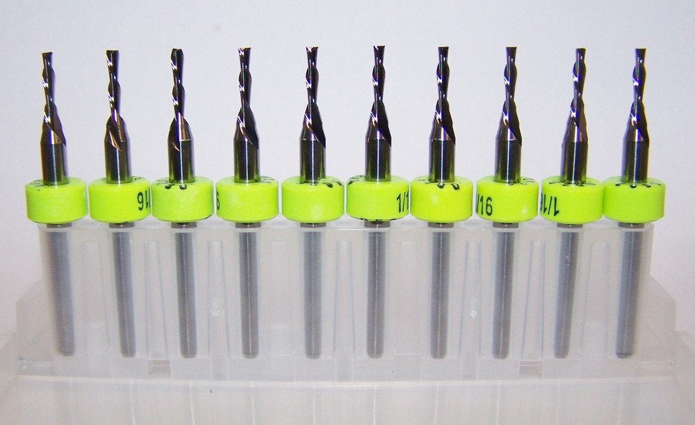 (10) 1/16″ (.0625″) CARBIDE END MILL 2 FLUTE DOWNCUT SOFT PLASTIC 1650.0625.250