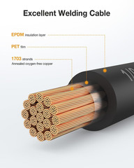 1/0 Gauge Wire Battery Cable, 1/0 AWG EPDM Welding Cable with Oxygen-Free Copper