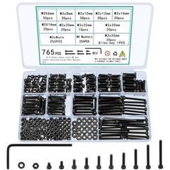 Screws Bolts and Nuts Assortment Kit, Small Hex Socket Head Cap M3 (765 Pcs)