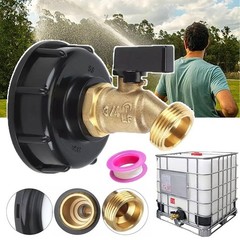 IBC to Garden Hose Adapter 2 inch S60x6 to 3/4 GHT Heavy Duty Brass Quick Valve