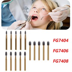 SANDENT 10pcs/pk Dental Trimming&Finishing Gold Carbide Bur FG 7404/7406/7408 ty