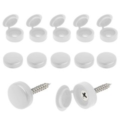 200 Pcs Hinged Screw Cover Caps, Plastic Head Covers, White S,