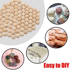 JAKOUE 100 PCS 1/2 inch (12mm) Wooden Balls, Small Unfinished Round