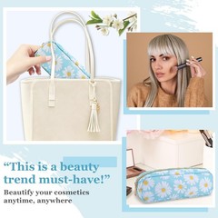 Nylon Small Floral Makeup Bag, Slim Preppy Cute Makeup Brush Case, Waterproof…