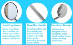 Dental Mirror # 5 Stainless Steel Oral Care Knurled Handle 2 to 20 Pcs Set Kit