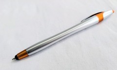 100 Stylus Tip Click Pens Javalina Hub Pen lot METALLIC SILVER & ORANGE