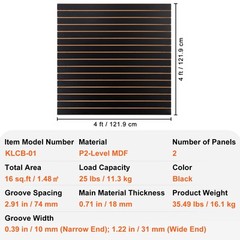 VEVOR Slatwall Panels Garage Storage Panel Organizer 2′ H x 4′ W Black Set of 2