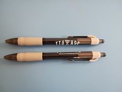 30ct Lot Misprint MaxGlide Click Pen with Rubber Grip Black/Gray