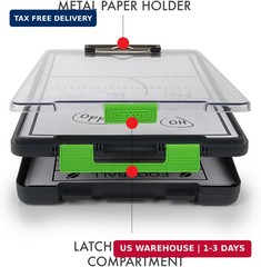 Dexas Clearview Clipcase clipboard13.75 X 9.5 in, Green. See Papers Clearly Outd