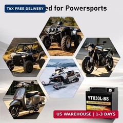 YTX30L-BS 12V 30Ah AGM Sealed Motorcycle Battery, Maintenance-Free, Compatible w