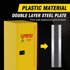 16 Gal Fireproof Flammable Cabinet, Industrial Storage with Leak Sump & Vents