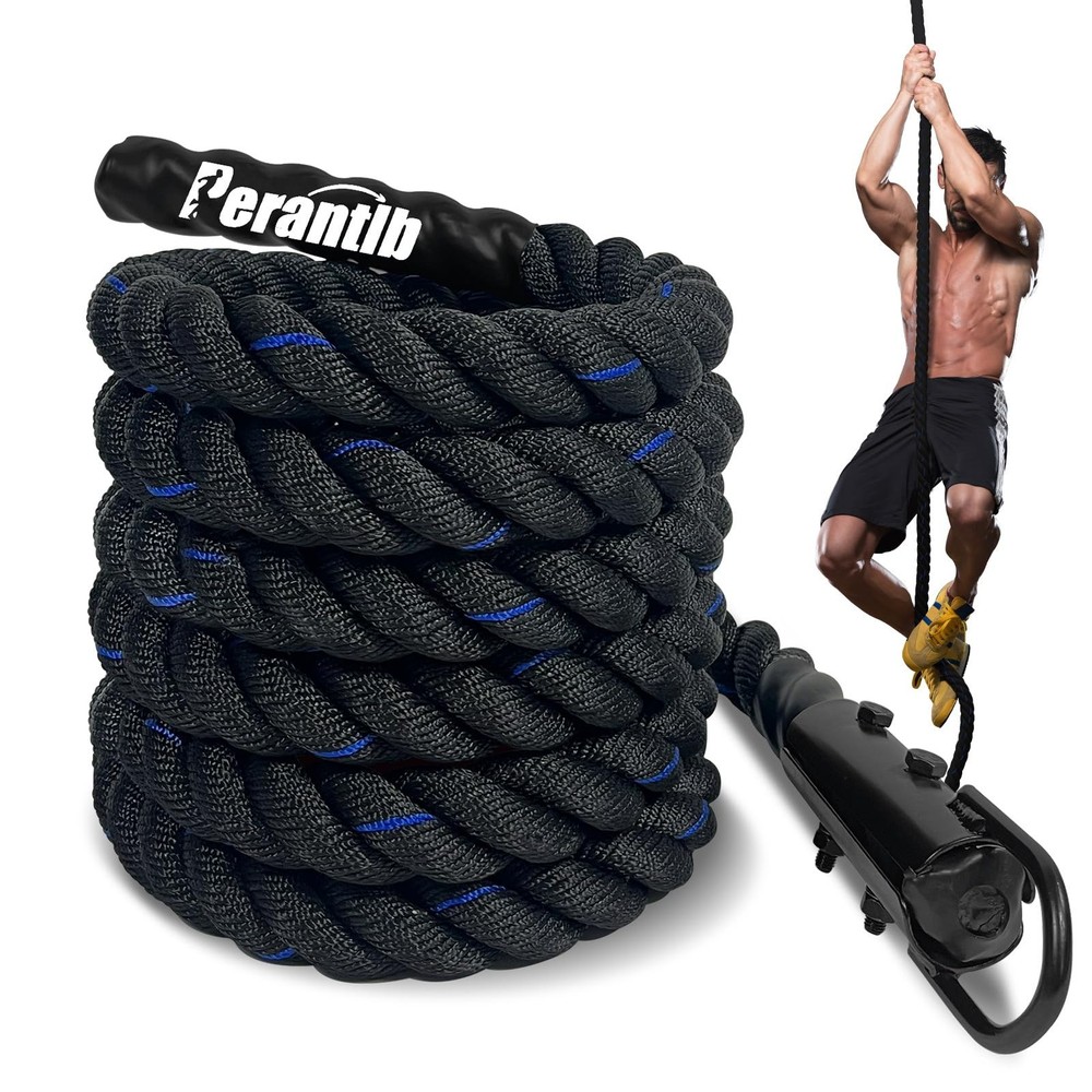100% Polyester Climbing Rope with Hooks – Heavy Duty 1000LBS Load Capacity, 1…