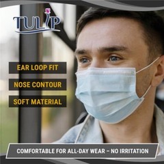 50 White ASTM Level 3 Face Masks 4-Ply, Disposable Surgical Medical Shield Tulip