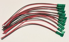 10X Solico 2V DC Panel Mount Green LED Indicator w/ Wires – 3/8″ Hole – .5″ Face