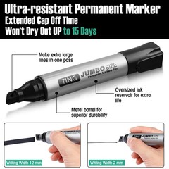 16 Pcs Jumbo Size Permanent Markers Bulk Large Chisel Tip Permanent Markers T…