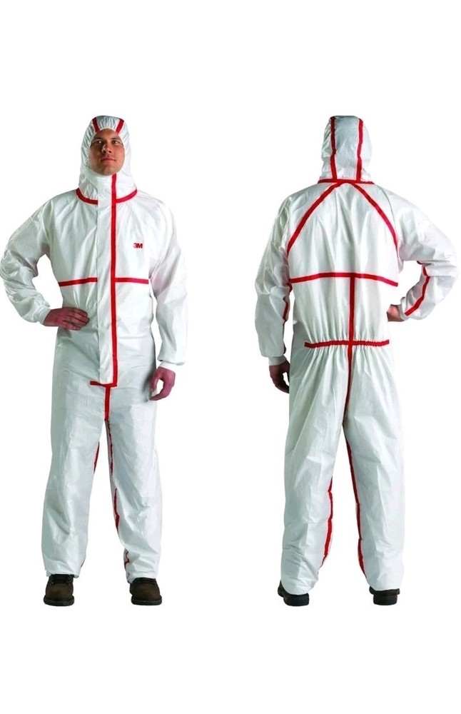 3M 4565-BLK Large Hooded Disposable Protective Coverall White/Red – 25 Pack