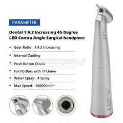 Dental 45° Angle push button head contra angle fiber optic 1:4.2 handpiece USA