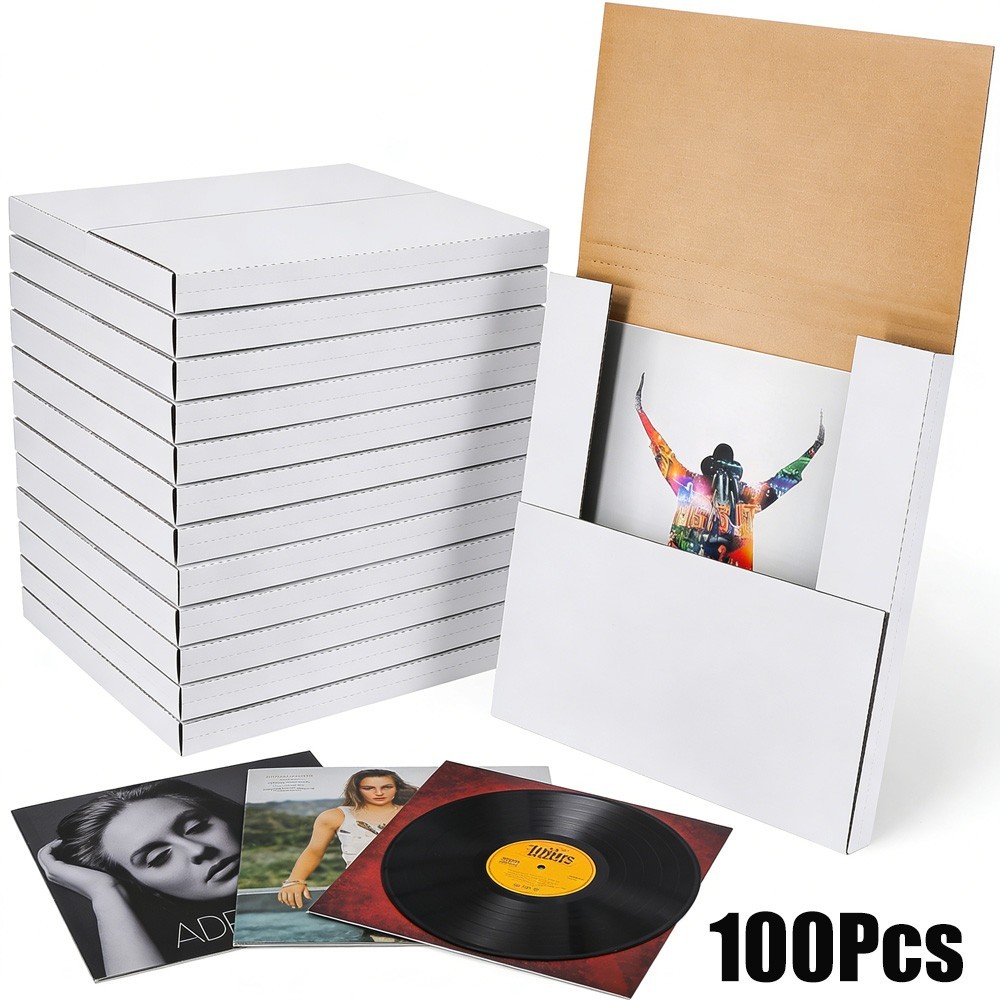 100x White Vinyl Record LP Shipping Mailer Boxes 12.5″x12.5″x1″ Album Paper Box