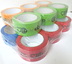 12 Rolls Ebay Shipping Tape Red Blue Green Orange 2″ x 75 Yard each – Branded