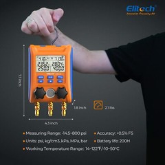 Elitech HVAC Digital Manifold Gauge 2-Way Valve AC Gauge w/Hoses LMG-10+Hoses