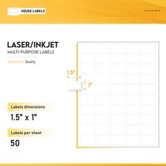 500 Sheets – 25,000 Labels 1.5″ x 1″ Fast Peel White Multipurpose Labels 50-UP