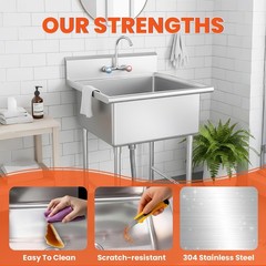 27.56×11.9×27″ Stainless Steel Commercial Utility Sink Hand Wash Laundry Tub