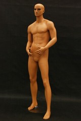 Adult Tan Male Realistic Fiberglass Standing Full Body Mannequin with Base